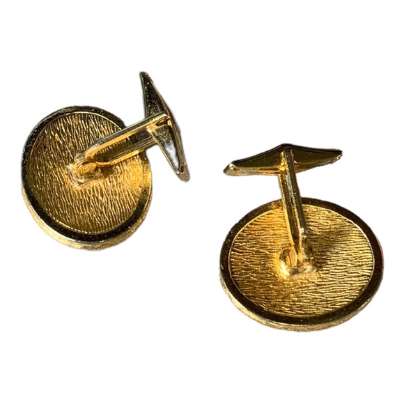 Vintage Men’s Starburst Gold Tone Stone Inlay Cuff Links - Picture 3 of 6
